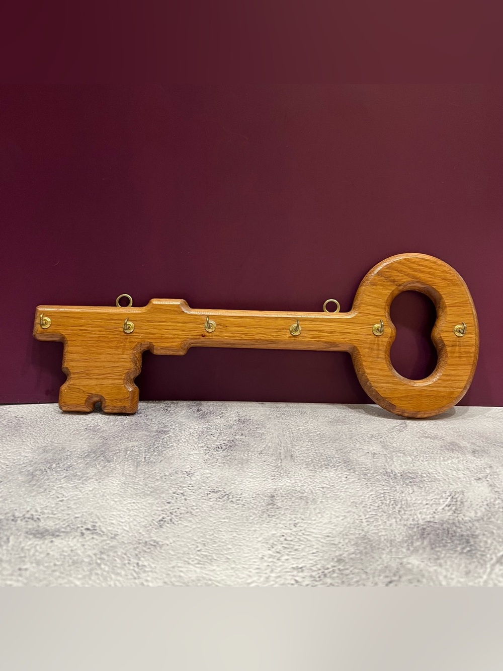 Vintage Wooden Skeleton Key Holder Mid Century Modern Farmhouse Wall Decor